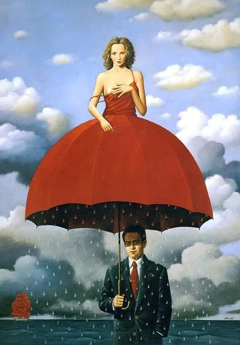 Guarda chuva vermelho - Rafal Olbinski