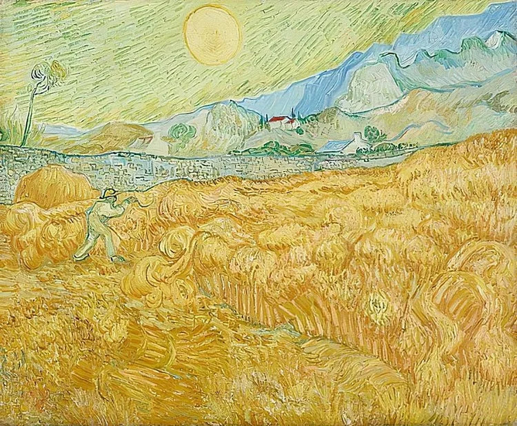 A colheita, milharal com ceifeira de Vincent VanGogh