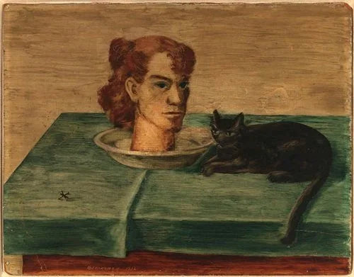Cabeça no prato com o gato de Gertrude Abercrombie