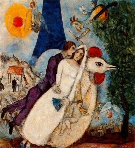 A noiva e a torre Eiffel - Chagall